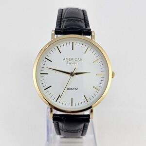 American Eagle Women's Watch 38MM White Dial New Black Leather Bands NEW Battery